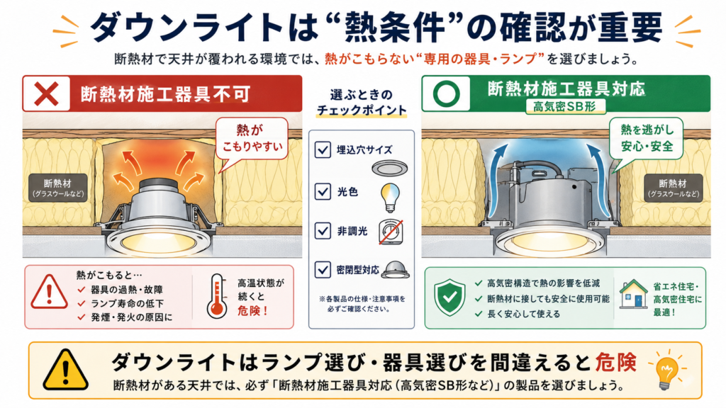 ダウンライトの選び方と安全対策